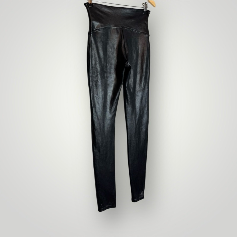 Spanx SPANXshape Faux Leather Leggings Size Large Skinny Core Compression Black - Picture 6 of 9